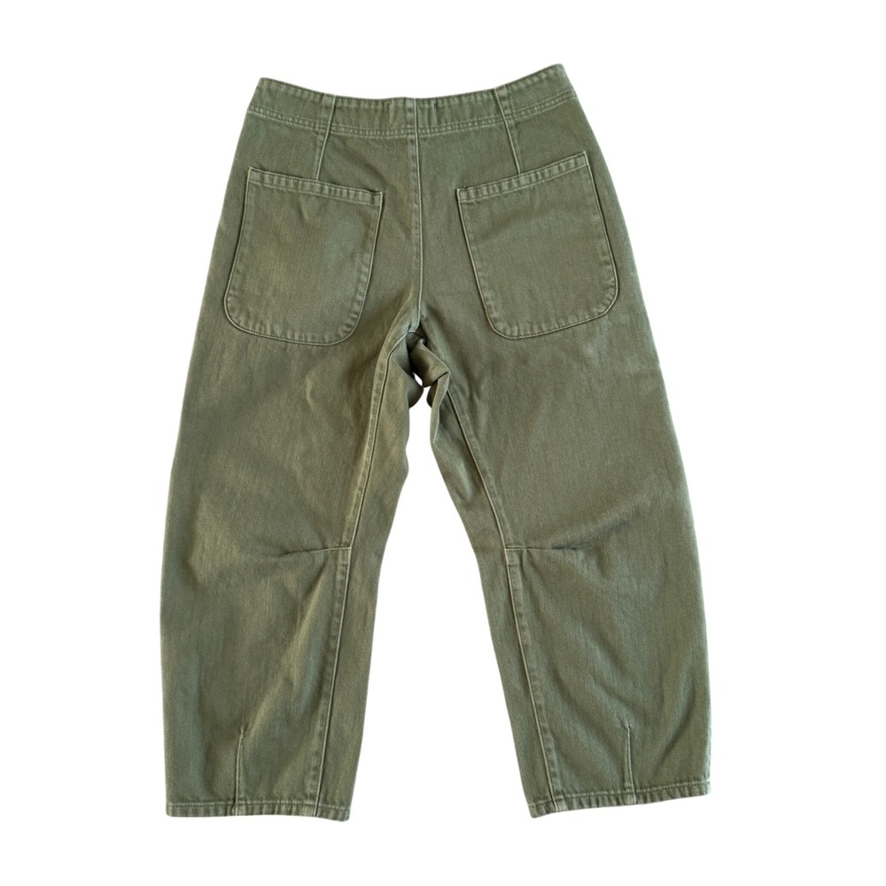 We The Free People Barrel Leg Utility Pants Green Button Fly Cotton Size 30 - Picture 2 of 7
